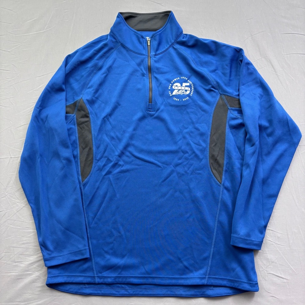 UltraClub Mens Blue Hot Rod Power‎ Tour 25th Anniversary 1/4 Zip Pullover Large